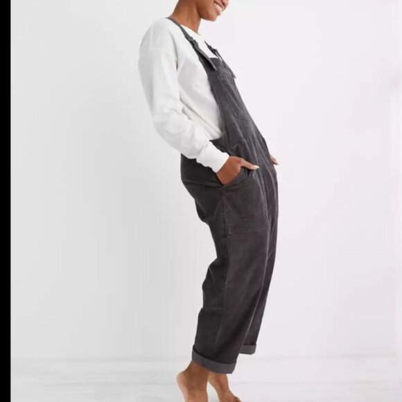 Aerie NEW Corduroy Overall In Charcoal Gray Size M - Picture 3 of 15